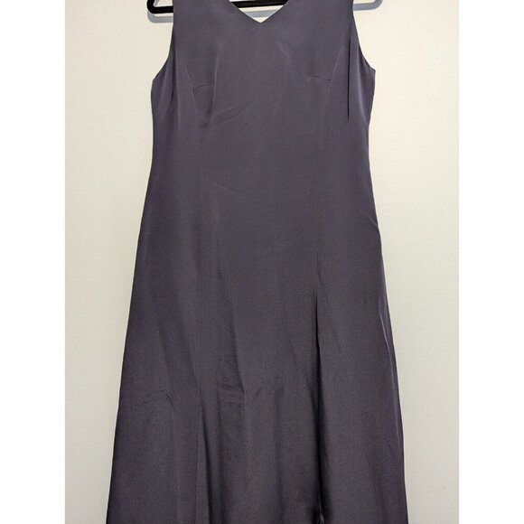 Talbots Navy Maxi Dress Pure Silk Sleeveless 8 Vintage flounced bottom cocktail - Picture 7 of 10